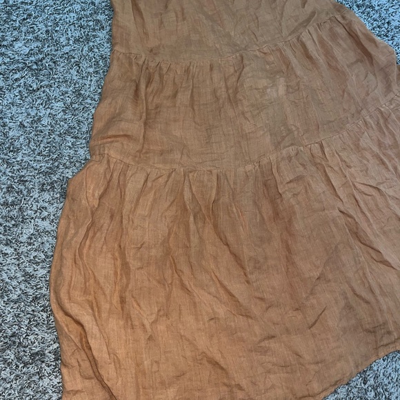 Women’s 100% Ramie ANEMONE V Neck Open Back Full Button Down Maxi Dress M Orange - Picture 8 of 11